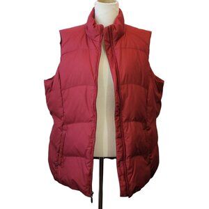 Vintage 90s Eddie Bauer Quilted Goose Down Vest Size Mens XLT Tall Red Maroon